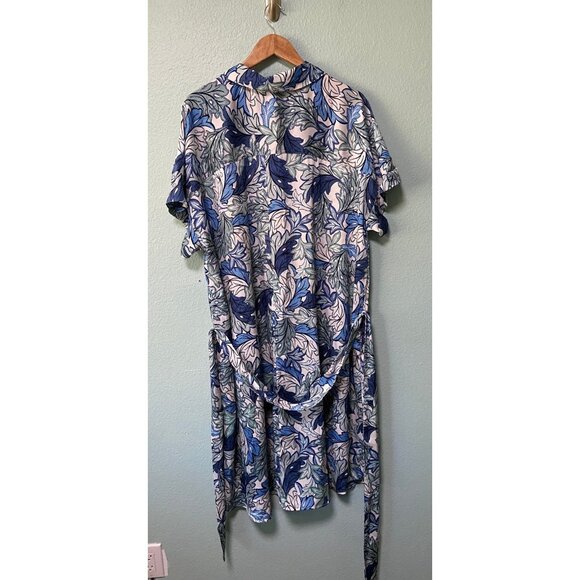 Lane Bryant Women's Plus Size Blue Pattern Midi Dress with Belt Size 24 - Picture 9 of 11